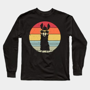 I Just Love Llamas, Retro Style Llama Long Sleeve T-Shirt